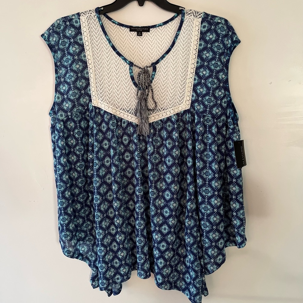 Summer blouse 3XL signature blue white color